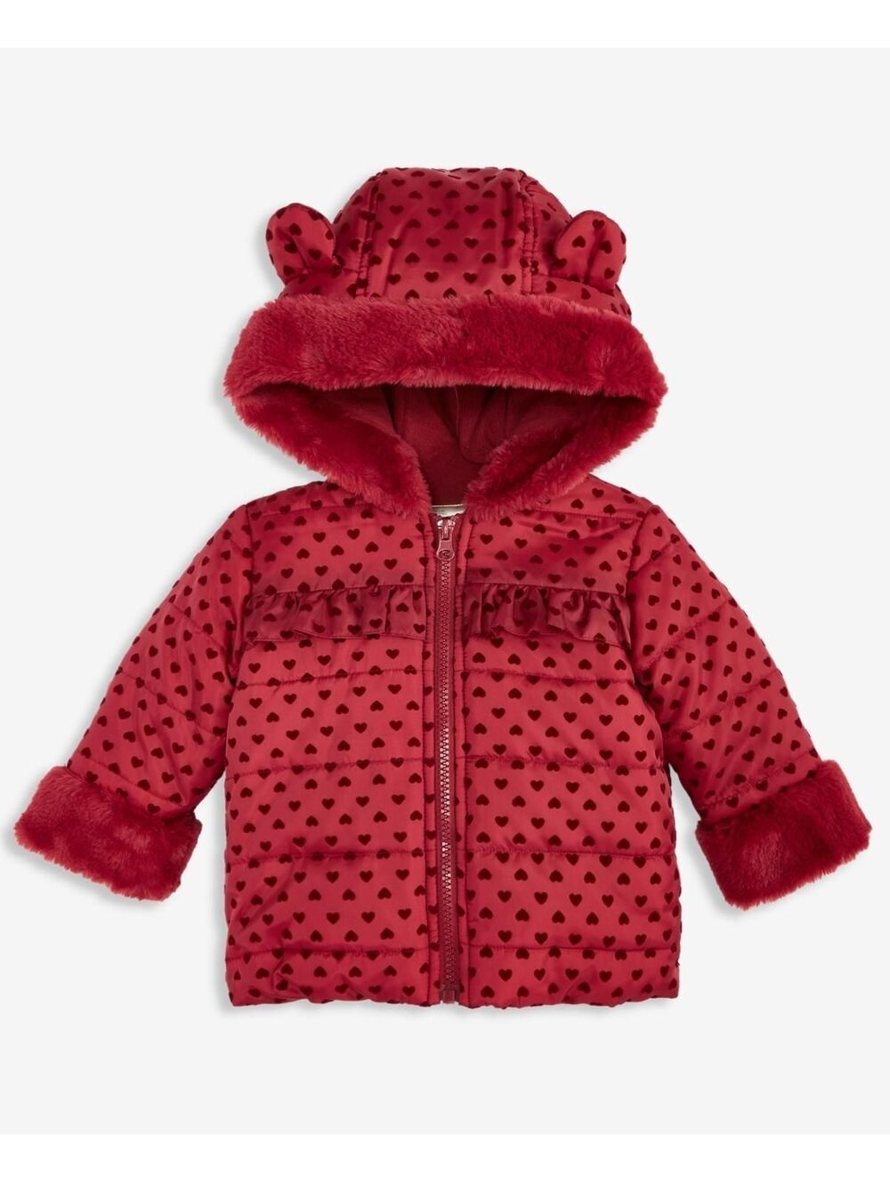 First Impressions Baby Girls Hooded Heart-Flocked Jacket, Macy's Exclusive -